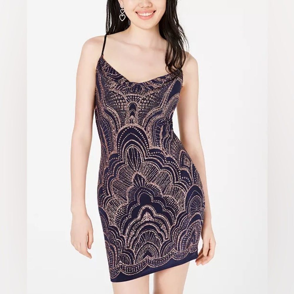 Jump Apparel NWT Juniors' Glitter Bodycon Dress Large Macy’s Special Occasion